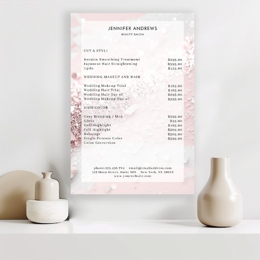 Moderne Glitter Salon-prijslijst Poster