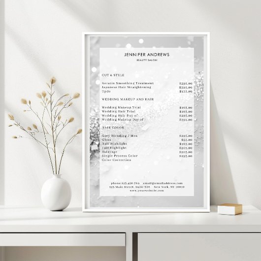 Moderne Glitter Salon Prijslijst Poster