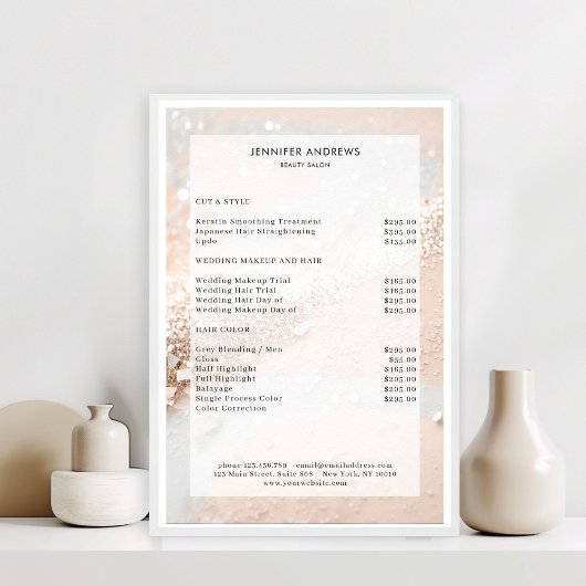 Moderne Glitter Salon-prijslijst Poster