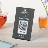 Moderne Glitter Salon Scan Om Cashapp QR-Code Te B Reclamebord Met Voetstuk (Insitu)