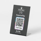 Moderne Glitter Salon Scan Om Cashapp QR-Code Te B Reclamebord Met Voetstuk (Voorkant)