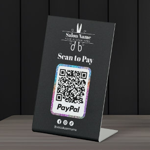 Moderne Glitter Salon Scan om PayPal QR-code te be Reclamebord Met Voetstuk