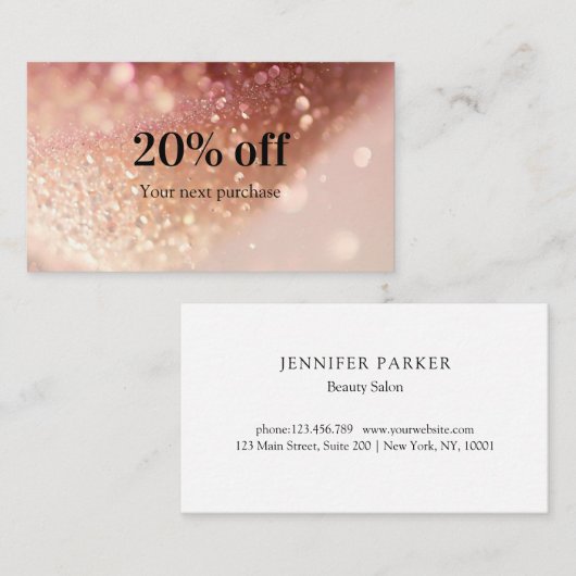 Moderne Glitter Salon & Spa Visitekaartje (Voorkant / Achterkant)