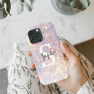 Moderne Glitter Spark   Persoonlijk Initiaal Girly Case-Mate iPhone Case