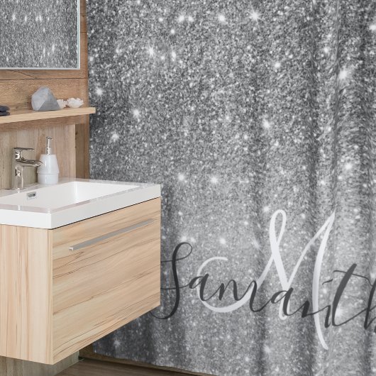 Moderne Glitter Sparkles Persoonlijk Douchegordijn