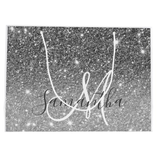 Moderne Glitter Sparkles Persoonlijk Groot Cadeauzakje (Achterkant)