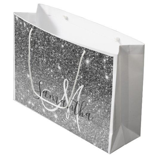 Moderne Glitter Sparkles Persoonlijk Groot Cadeauzakje (Voorkant Gekanteld)
