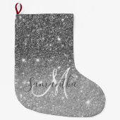 Moderne Glitter Sparkles Persoonlijk Grote Kerstsok (Voorkant)