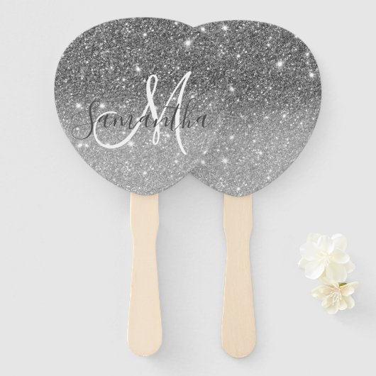 Moderne Glitter Sparkles Persoonlijk Handwaaier (Voorkant en achterkant)