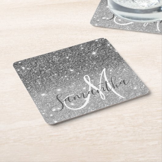 Moderne Glitter Sparkles Persoonlijk Kartonnen Onderzetters (Schuin)
