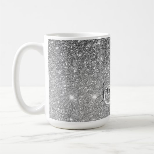 Moderne Glitter Sparkles Persoonlijk Koffiemok (Links)