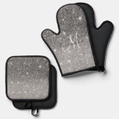 Moderne Glitter Sparkles Persoonlijk Ovenwant & Pannenlap Set (Voorkant / Achterkant)