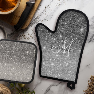 Moderne Glitter Sparkles Persoonlijk Ovenwant & Pannenlap Set