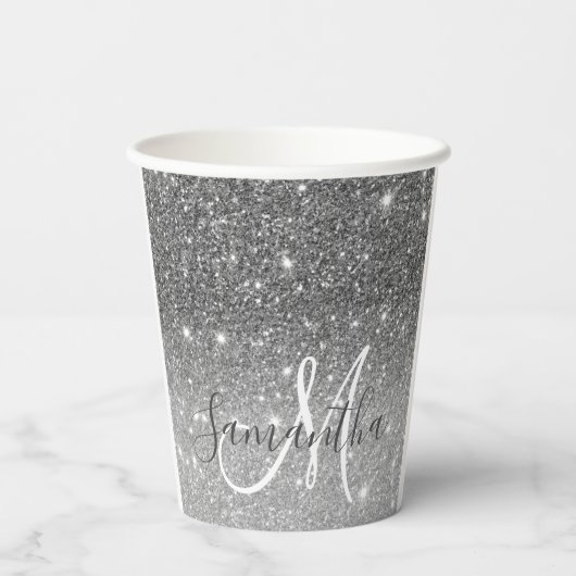 Moderne Glitter Sparkles Persoonlijk Papieren Bekers (Achterkant)