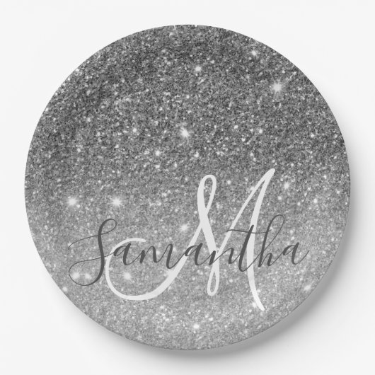 Moderne Glitter Sparkles Persoonlijk Papieren Bordje (Voorkant)
