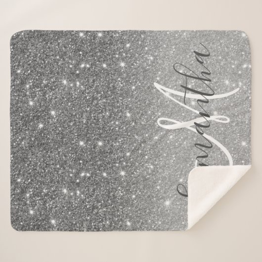Moderne Glitter Sparkles Persoonlijk Sherpa Deken (Voorkant (horizontaal))