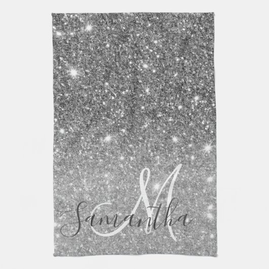 Moderne Glitter Sparkles Persoonlijk Theedoek (Verticaal)