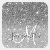 Moderne Glitter Sparkles Persoonlijk Vierkante Sticker (Voorkant)