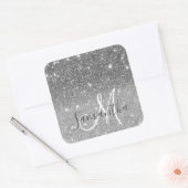Moderne Glitter Sparkles Persoonlijk Vierkante Sticker (Envelop)