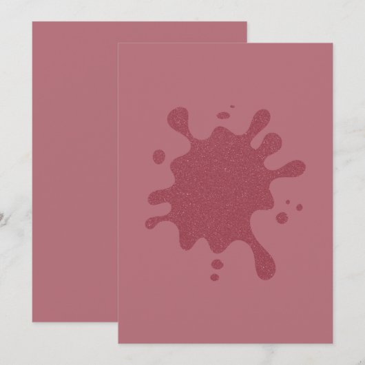 Moderne Glitter Spatwater Roze Gouden Uitnodiging (Voorkant / Achterkant)