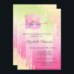 Moderne glitter-stations ombre Stripes 18th Birthd Kaart<br><div class="desc">Een modern,  chic en glamoureus met glitterdruppels op een ombre achtergrond.</div>
