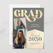 Moderne glitter typografie foto collage afstuderen aankondigingskaart (Voorkant / Achterkant)