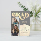 Moderne glitter typografie foto collage afstuderen aankondigingskaart (Staand voorkant)