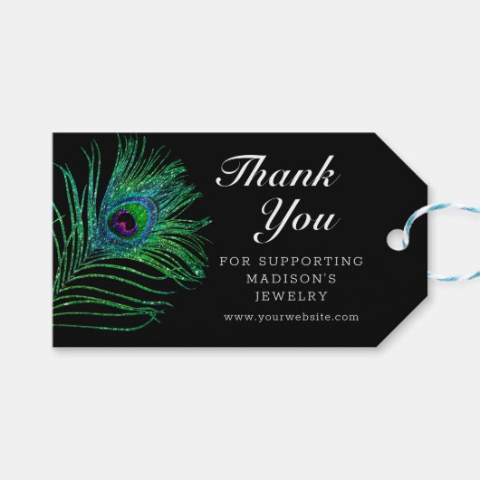 Moderne Glitter Veer Boho Chic Dank Je Cadeaulabel (Voorkant (Horizontaal))