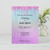 Moderne glitter Verjaardag uitnodiging (Staand voorkant)