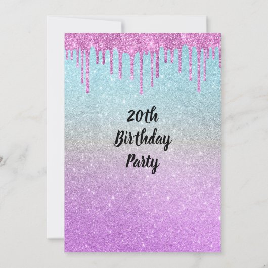 Moderne glitter Verjaardag uitnodiging (Achterkant)