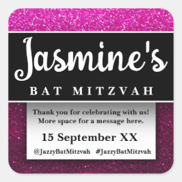 Moderne Glitter Verjaardagsfeest Favorieten Bedank Vierkante Sticker