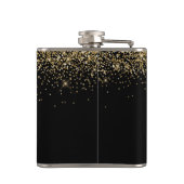 Moderne glitter zwart en goud 40e verjaardag heupfles (Achterkant)