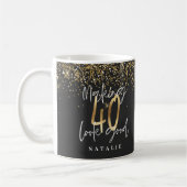 Moderne glitter zwart en goud 40e verjaardag koffiemok (Links)