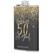 Moderne glitter zwart en goud 50e verjaardag heupfles (Links)