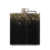 Moderne glitter zwart en goud 50e verjaardag heupfles (Achterkant)