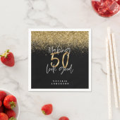 Moderne glitter zwart en goud 50e verjaardag servet (Insitu)