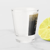 Moderne glitter zwart en goud 50e verjaardag  shot glas (Links)