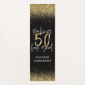 Moderne glitter zwart en goud 50e verjaardag yogamat (Voorkant)