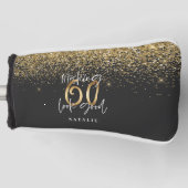 Moderne glitter zwart en goud 60ste verjaardag golfheadcover (Voorkant)