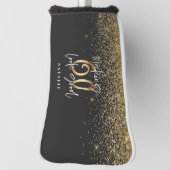 Moderne glitter zwart en goud 60ste verjaardag golfheadcover (Draai 90)