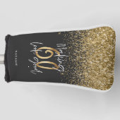 Moderne glitter zwart en goud 60ste verjaardag golfheadcover (Voorkant)