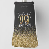 Moderne glitter zwart en goud 60ste verjaardag golfheadcover (Draai 90)