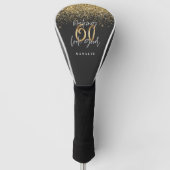 Moderne glitter zwart en goud 60ste verjaardag golfheadcover (Voorkant)