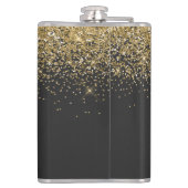 Moderne glitter zwart en goud 60ste verjaardag heupfles (Achterkant)