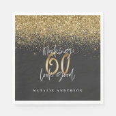 Moderne glitter zwart en goud 60ste verjaardag servet (Voorkant)