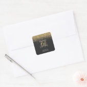Moderne glitter zwart en goud 60ste verjaardag vierkante sticker (Envelop)