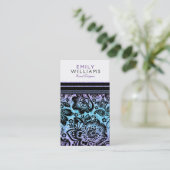 Moderne Glitter &  zwarte damast Visitekaartje (Staand voorkant)