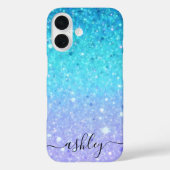 Moderne glitterblauw en Paarse Case-Mate iPhone Case (Achterkant)