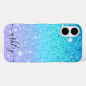 Moderne glitterblauw en Paarse Case-Mate iPhone Case (Achterkant (horizontaal))