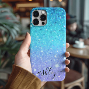 Moderne glitterblauw en Paarse iPhone 16 Hoesje